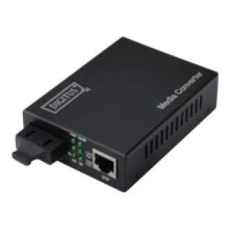 DIGITUS Gigabit Ethernet Konverter 10/100/1000Base-TX zu 1000Base-LX wandelt drahtbasierte in Glasfasersignale bis 10Km singlemode