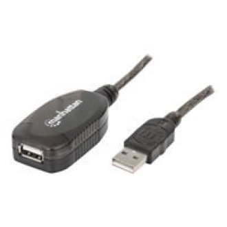 MANHATTAN Hi-Speed USB 2.0 Repeater Kabel  In Reihe schaltbar  A-Stecker / A-Buchse  20m  Schwarz