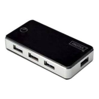 DIGITUS USB2.0 Hub 7-port 7xUSB A Buchse 1xUSB B mini Buchse inkl. Netzteil 5V DC 3,5A und USB Kabel schwarz