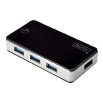 DIGITUS USB3.0 Hub 4-port 4xUSB A/Buchse inkl. Netzteil 5V 3,5A und Anschlusskabel 1,2m USB2.0 kompatibel