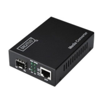 DIGITUS Gigabit Medienkonverter 10/100/1000Base-T zu SFP Inkl Netzteil 1xRJ45 1xSFP bis 80KM