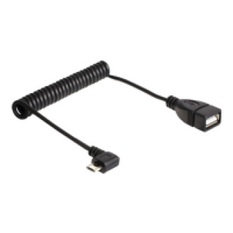 DELOCK Kabel USB micro-B St 90G gew. > USB-A Bu OTG Spiralkabel