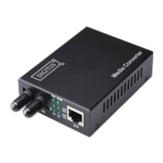 DIGITUS Fast Ethernet Medienkonverter ST 10/100Base-TX zu 100Base-FX wandelt drahtbasierte in Glasfasersignale bis 2Km multimode