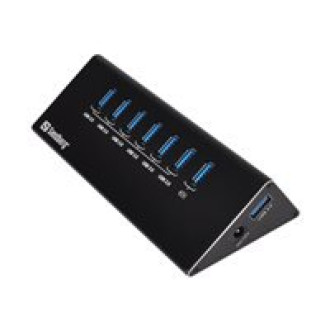SANDBERG USB 3.0 Hub 7 ports Siebmal USB 3.0 Ausgaenge Ueberlastungsschutz 1m USB 3.0 Kabel und 230V Netzteil im Lieferumfang