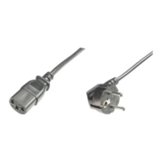 DIGITUS Netzkabel schwarz Schuko 90Grad angled - C13 St/Bu 0,75m H05VV-F3G 0.75qmm