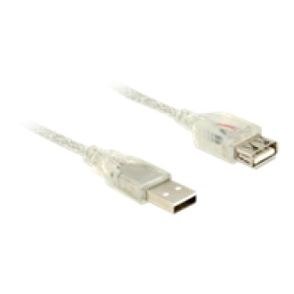 DELOCK Verlängerungskabel USB 2.0 Typ-A Stecker > USB 2.0 Typ-A Buchse 5 m transparent