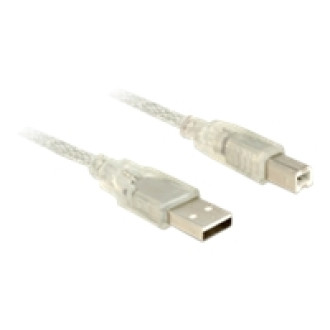DELOCK Kabel USB 2.0 Typ-A Stecker > USB 2.0 Typ-B Stecker 5 m transparent