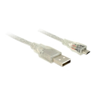 DELOCK Kabel USB 2.0 Typ-A Stecker > USB 2.0 Micro-B Stecker 0,5 m transparent