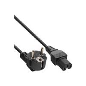 INLINE Netzkabel Schukostecker gewinkelt auf Warmgeraetestecker C15 schwarz 2m