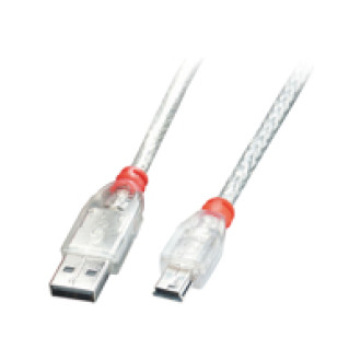 LINDY USB 2.0 Kabel A/Mini-B, transparent, 2m USB High Speed