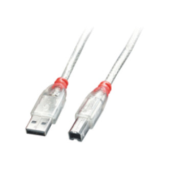 LINDY USB 2.0 Kabel Typ A/B, transparent, 0,5m Typ A/B M/M High/Full/LowSpeed