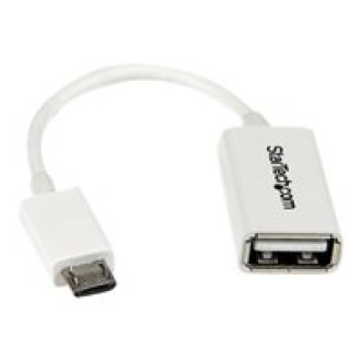 STARTECH.COM Micro USB auf USB OTG Adapter Stecker / Buchse - Micro USB  zu USB Kabel 12cm - On The Go Kabel - Weiss
