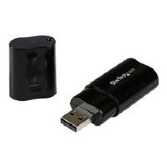 STARTECH.COM USB Audio Adapter - USB auf Soundkarte in Schwarz - Soundcard mit USB Stecker und 2x 3,5mm Klinke