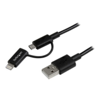 STARTECH.COM 1m Apple Lightning oder Micro USB auf USB Kabel - iPhone iPad iPod Lade- und Sync-Kabel - Schwarz