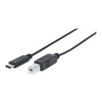 MANHATTAN Hi-Speed USB C Anschlusskabel USB 2.0 Typ C Stecker - Typ B Stecker 480 Mbps 1m Schwarz