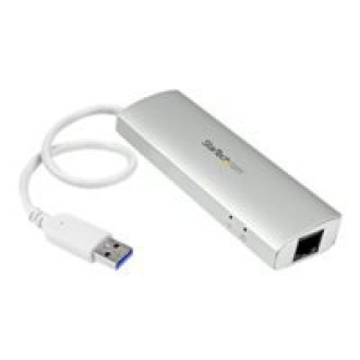 STARTECH.COM 3 Port mobiler USB 3.0 Hub plus Gigabit Ethernet - Aluminium USB Hub mit Gigabit Ethernet Adapter