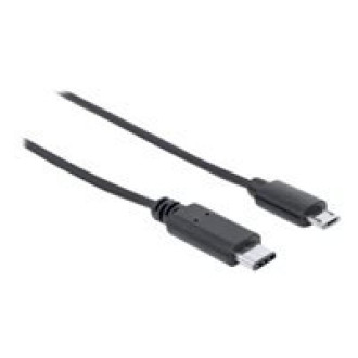 MANHATTAN USB 2.0 Typ C auf Micro USB  Kabel 1m Typ C-Stecker / Micro B-Stecker schwarz