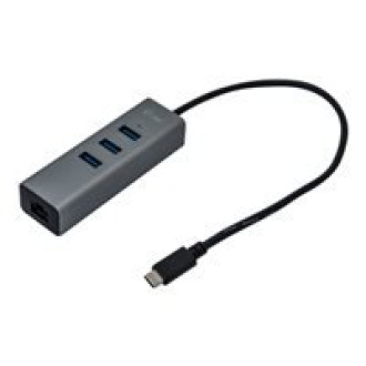 I-TEC USB-C Metal 3-Port HUB mit Gigabit Ethernet Adapter 1x USB-C auf RJ-45 3x USB 3.0 Port LED-Anzeige kompatible mit TB 3