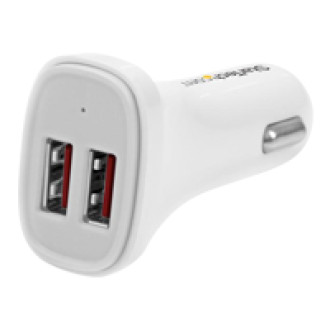 STARTECH.COM Dual Port USB KFZ Ladegerät - 24W/4.8 - Weiss - 2 Port USB Autoladegerät