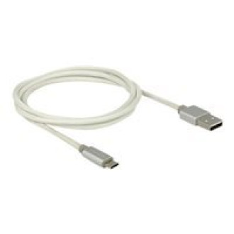 DELOCK Kabel USB 2.0 A Stecker > USB 2.0 Micro B Stecker mit Textilummantelung weis 1m