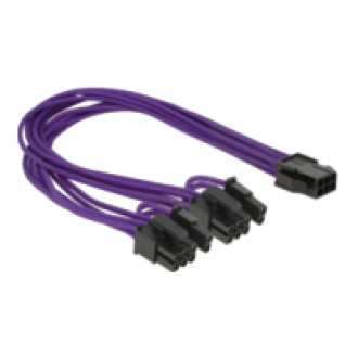 DELOCK Kabel Power PCIe 6 pin Bu > 2 x 8 pin St 30cm Textilummantelung violett