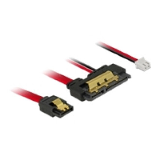 DELOCK Kabel SATA 6 Gb/s 7 Pin Buchse + 2 Pin Strom Buchse > SATA 22 Pin Buchse gerade 5 V Metall 10 cm
