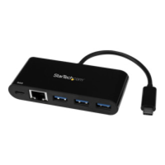 STARTECH.COM 3 Port USB 3.0 Hub mit Gigabit Ethernet und Stromversorgung - USB Type C Hub mit GbE und PD 2.0