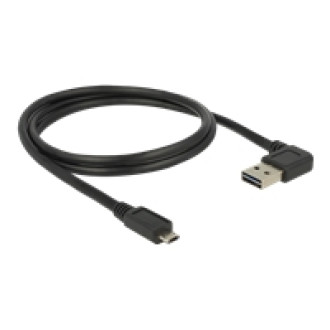 DELOCK Kabel EASY-USB 2.0 Typ-A Stecker gewinkelt links / rechts > EASY-USB 2.0 Typ Micro-B Stecker schwarz 1 m