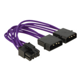 DELOCK Stromkabel 8 Pin EPS > 2 x 4 Pin Textilummantelung violett
