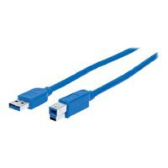 MANHATTAN USB-B Anschlusskabel USB 3.0 SuperSpeed Typ A Stecker - Typ B SuperSpeed Stecker 5 Gbps 0,5 m blau