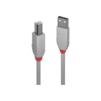 LINDY 3m USB 2.0 Type A to B Cable Anthra Line USB Type A Male to B Male cool grey