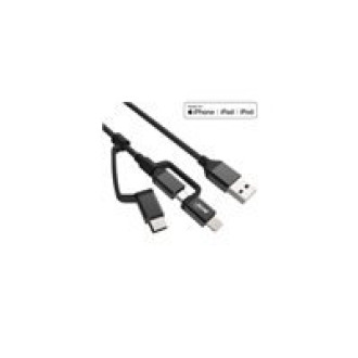 INLINE 3in1 USB Kabel A Stecker auf Micro-USB Typ-C und Lightning 1,5m schwarz