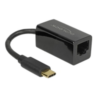 DELOCK Adapter SuperSpeed USB USB 3.1 Gen 1 mit USB Type-C Stecker > Gigabit LAN 10/100/1000 Mbps kompakt schwarz