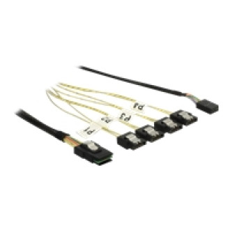 DELOCK Kabel Mini SAS SFF-8087 > 4 x SATA 7 Pin + Sideband 1 m Metall