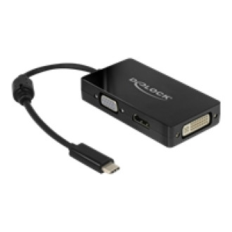 DELOCK Adapter USB Type-C Stecker > VGA / HDMI / DVI Buchse schwarz