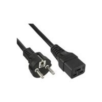 INLINE Netzkabel 16A Schutzkontakt gerade auf Kaltgeraetestecker IEC320/C19 schwarz 2m