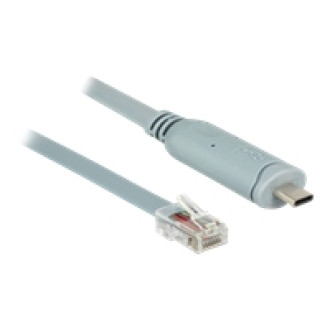 DELOCK Adapter USB 2.0 Typ-C Stecker > 1 x Seriell RS-232 RJ45 Stecker 0,5m grau