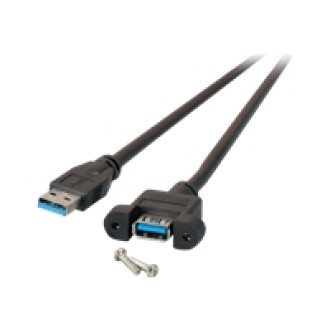 EFB USB3.0 Verlaengerungskabel Typ A Stecker auf Typ A Einbaubuchse Schwarz 0,5m