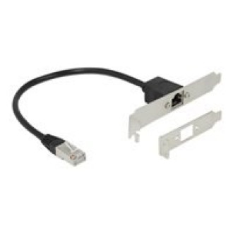 DELOCK Netzwerk Verlängerungskabel RJ45 Cat.5e 30cm mit Standard und Low Profile Slotblende