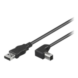TECHLY USB2.0 Anschlusskabel Schwarz Stecker Typ-A auf Stecker Typ-B 90 Grad gewinkelt Laenge 1m