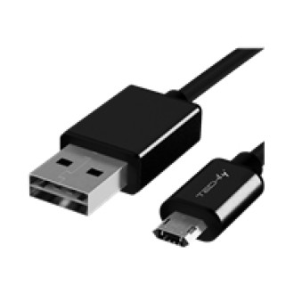 TECHLY USB2.0 Anschlusskabel schwarz 2m Stecker Typ A auf Stecker Typ Micro B verdrehsicherer Stecker