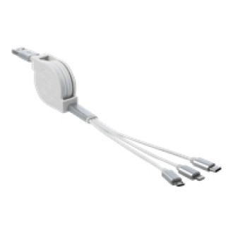 DELOCK USB 3in1 Aufrollladekabel fur 8 Pin / Micro USB / USB Type-C weiss