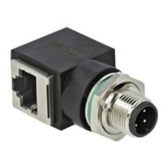 DELOCK Netzwerkadapter M12 4 Pin D-kodiert Stecker zu RJ45 Buchse