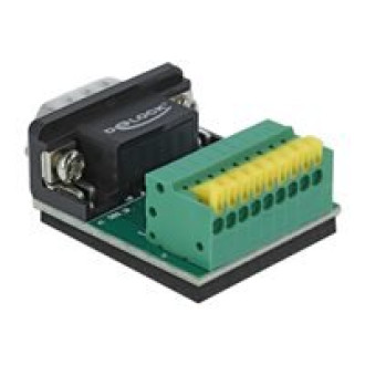 DELOCK Adapter Sub-D 9 Pin Stecker zu Terminalblock 9 Pin mit Drucktaster