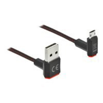 DELOCK EASY-USB 2.0 Kabel Typ-A Stecker zu EASY-USB Typ Micro-B Stecker gewinkelt oben / unten 0,2 m schwarz