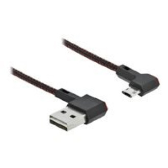 DELOCK EASY-USB 2.0 Kabel Typ-A Stecker zu EASY-USB Typ Micro-B Stecker gewinkelt links / rechts 0,5 m schwarz