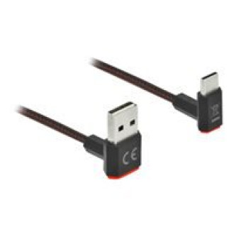 DELOCK EASY-USB 2.0 Kabel Typ-A Stecker zu USB Type-C Stecker gewinkelt oben / unten 1,5 m schwarz