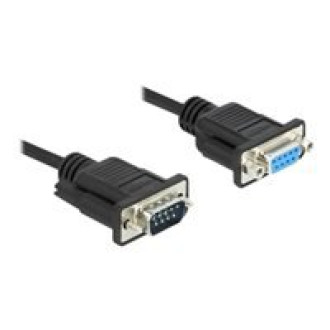 DELOCK Seriell Kabel RS-232 Sub-D9 Stecker zu Buchse Nullmodemmit sch malem Steckergehäuse 1m