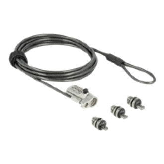 NAVILOCK Notebook Sicherungskabel mit 3 Verriegelungsköpfen und Zahlenschloss für Kensington Noble Wedge und Nano Slot