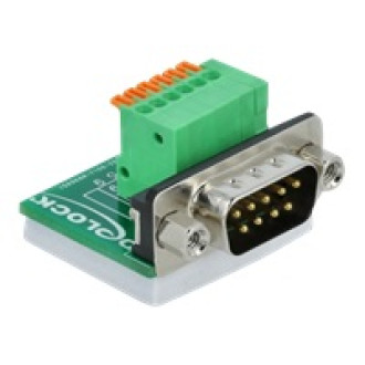 DELOCK D-Sub9 Stecker zu Terminalblock Adapter mit Drucktaster vertikal